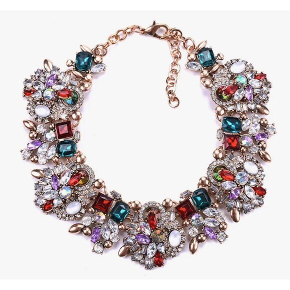 ♥️ Stunning & Sparkling multicolored crystal statement necklace ♥️ - Picture 2 of 7